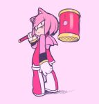  amy_rose anthro boots clothing eulipotyphlan female footwear hedgehog hi_res looking_at_viewer looking_back mammal piko_piko_hammer sega simple_background solo sonic_the_hedgehog_(series) strikex1025 white_background 