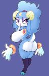anthro areola ariem_(sonic) big_breasts big_butt bovid bracelet breasts butt caprine clothing curved_horn eyelashes eyeshadow featureless_feet feet female floating_hands floppy_ears gloves handwear hi_res horn huge_breasts jewelry legwear looking_at_viewer looking_back looking_back_at_viewer lop_ears makeup mammal mschaox6 nipples nude pink_eyes pink_nose purple_areola purple_background purple_clothing purple_eyeshadow purple_legwear purple_nipples purple_thigh_highs rear_view sega sheep simple_background solo sonic_dream_team sonic_the_hedgehog_(series) thick_thighs thigh_highs white_clothing white_gloves white_handwear wide_hips yellow_horn