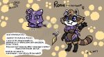 2024 blizzate breasts brown_body brown_fur character_name clothed clothing dated digital_media_(artwork) exposed_breasts female feral fur genitals mammal mask model_sheet ninja nipples partially_clothed paws procyonid raccoon rona_the_raccoon shortstack shortstack_female solo text thick_thighs vulva warrior
