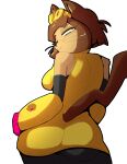 2026 absurd_res anthro arm_cannon breasts brown_hair butt clothed clothing digital_media_(artwork) domestic_cat doylecoati eyewear eyewear_on_head felid feline felis female gameoverse glitch_productions goggles goggles_on_head hair hi_res kit_bodega leggings legwear mammal red_eyes solo thick_thighs whiskers