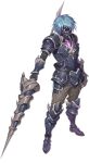  1other armor artist_request cape colored_skin covered_mouth full_body game_asset glowing glowing_eyes grey_skin highres holding holding_polearm holding_weapon legend_clover male_focus mordred's_clone_(legend_clover) official_art polearm purple_eyes short_hair shoulder_armor simple_background solo spear transparent_background weapon white_hair 