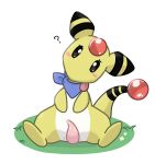  ampharos anthro black_eyes blush dinotello frown generation_2_pokemon genitals hi_res looking_at_viewer male nintendo penis pokemon pokemon_(species) question_mark simple_background solo spread_legs spreading white_background white_body yellow_body 
