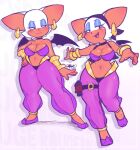  2023 anthro bandanna bat breasts cleavage clothed clothing cosplay crossover crossover_cosplay ear_piercing ear_ring eyeshadow female footwear fur hi_res kerchief makeup mammal navel open_mouth open_smile piercing ring_piercing rouge_the_bat sega shantae shantae_(series) shoes simple_background smile solo sonic_the_hedgehog_(series) strikex1025 tan_body tan_skin wayforward white_background white_body white_fur wings 