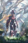  1boy absurdres android armor blonde_hair blue_eyes commentary_request dated forehead_jewel helmet highres long_hair male_focus mega_man_(series) mega_man_zero_(series) narcissus111 red_armor red_helmet solo walking zero(z)_(mega_man) zero_(mega_man) 