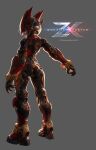  1boy absurdres android armor commentary_request copyright_name dated english_text forehead_jewel from_behind grey_background helmet highres male_focus mega_man_(series) mega_man_zero_(series) narcissus111 red_armor red_helmet simple_background solo zero(z)_(mega_man) zero_(mega_man) 