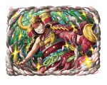  1boy armor bamboo bamboo_forest dual_wielding forest grin helmet holding holding_sword holding_weapon japanese_armor katana monkey_d._luffy nature official_art one_piece one_piece_treasure_cruise smile sword teeth weapon 