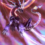  alt_text artist_name black_sclera colored_sclera commentary english_commentary flying friedunicornstudio full_body highres looking_back miraidon multicolored_eyes no_humans non-humanoid_robot open_mouth pixel_eyes pokemon pokemon_(creature) pokemon_focus robot robot_dragon solo thrusters 