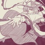  1girl bangs boots bow capelet closed_mouth dated frilled_capelet frilled_shawl frills greyscale hat hat_bow high_heels highres long_sleeves looking_at_viewer monochrome nagae_iku one-hour_drawing_challenge shawl shikido_(khf) short_hair signature solo touhou 