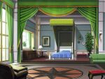  bed bedroom cabinet canopy_bed carpet ceiling ceiling_light chair couch curtains day desk desk_lamp door flower_pot game_asset himekishi_olivia indoors lamp no_humans non-web_source official_art painting_(object) plant potted_plant rug scenery self-datamine shade sunlight table visual_novel_cg window 