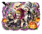  2boys animal bat_(animal) black_hair blonde_hair donquixote_rocinante fireworks full_moon hat jack-o&#039;-lantern moon multiple_boys night night_sky official_art one_piece one_piece_treasure_cruise short_hair sky top_hat trafalgar_law 