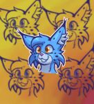 ambiguous_gender anthro blue_body cute_expression foxette lynx_blue_(foxette) solo sticker yellow_eyes young 