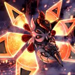  alt_text artist_name commentary embers english_commentary friedunicornstudio glowing glowing_wings highres iron_moth no_humans non-humanoid_robot pokemon pokemon_(creature) pokemon_focus robot robot_animal smoke solo wings 