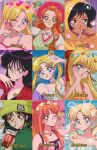  1990s_(style) 6+girls aino_minako alex_(totally_spies!) bishoujo_senshi_sailor_moon black_hair blonde_hair blossom_(ppg) blue_butterfly blue_eyes blunt_bangs blush bob_cut bubbles_(ppg) bug buttercup_(ppg) butterfly character_name clover_(totally_spies!) commentary crescent crescent_facial_mark earrings eyelashes facial_mark fingernails glasses green_eyes green_hair hanavbara highres hino_rei holding hood hoodie jewelry long_fingernails long_hair looking_at_viewer multiple_girls necklace one_eye_closed orange_hair ponytail powerpuff_girls purple_nails red_nails retro_artstyle ring sam_(totally_spies!) sleeveless totally_spies! tsukino_usagi turtleneck twintails yellow_hoodie 