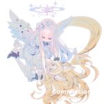  >_< 2girls animal_ear_fluff animal_ears black_scrunchie black_shoes blonde_hair blue_archive blue_bow blue_halo blush bow commentary_request crescent_wing_ornament dress feathered_wings fox_ears fox_girl gradient_halo hair_bow hair_bun hair_ornament hair_scrunchie halo high_heels highres light_frown long_hair looking_at_another mika_(blue_archive) multicolored_halo multiple_girls pantyhose pink_hair pink_halo scrunchie seia_(blue_archive) shoes short_sleeves simple_background single_hair_bun single_side_bun sweatdrop white_background white_bow white_dress white_pantyhose white_scrunchie white_wings wing_ornament wings wrist_scrunchie yellow_eyes yellow_halo yellow_shoes yuri zimimimi 