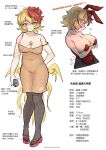  1girl absurdres alternate_costume animal_ears artist_name baby_animal bags_under_eyes bare_shoulders bird bird_tail bird_wings black_pantyhose blonde_hair blush breasts bright_pupils brown_dress can character_profile chick chinese_text cleavage closed_mouth collarbone commentary_request covered_navel covered_nipples crossed_arms dot_nose dress fake_animal_ears fake_tail flying_sweatdrops full_body hair_between_eyes highleg highleg_leotard highres holding holding_can large_breasts leotard looking_at_viewer messy_hair multicolored_hair multiple_views niwatari_kutaka pantyhose parted_lips pigeon-toed playboy_bunny pointing_out_the_details profile rabbit_ears rabbit_tail red_eyes red_hair red_sandals sandals short_hair simple_background skin_tight skindentation sleepymoon sleeveless sleeveless_dress standing strap_slip strapless strapless_leotard tail touhou translation_request twitter_username two-tone_hair variant_set weight_conscious white_background white_pupils wings yellow_tail yellow_wings 