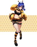  1girl absurdres animal_hands antennae belt black_shoes black_skirt blue_hair breasts cleavage cleavage_cutout clothing_cutout commentary constellation crescent crescent_hair_ornament crop_top cropped_hoodie curvy dragon_girl dragon_horns english_commentary facial_mark full_body gloves grey_horns hair_ornament heart heart-shaped_pupils heart_cutout heart_facial_mark highres hood hoodie horns indie_virtual_youtuber kimarislibran large_breasts navel open_mouth paw_gloves red_eyes shoes short_twintails simple_background skirt socks solo standing starry_hair striped_clothes striped_socks symbol-shaped_pupils thick_thighs thigh_strap thighs twintails vienna_(vtuber) virtual_youtuber yellow_hoodie 