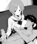  ... 1boy 1girl bar_censor breast_sucking breasts censored clothed_female_nude_male clothes_lift commentary_request couch erection faceless faceless_male girls_und_panzer grabbing_another's_breast greyscale groping handjob henyaan_(oreizm) hetero highres large_breasts looking_at_viewer lying monochrome nipples nishizumi_miho nude nursing_handjob on_back on_couch ooarai_school_uniform penis revision sailor_collar school_uniform shirt_lift short_hair sitting speech_bubble spoken_ellipsis veins veiny_penis 