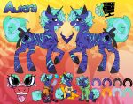 absurd_res arm_warmers armwear aurora_(mrmoopne) black_ears black_eyes blue_body blue_fur blue_hair blue_tail clothing colored curled_tail cutie_mark equid equine eyewear eyewear_on_head feral freckles fur goggles goggles_on_head hair hasbro hi_res hoodie hooves horn horseshoe jewlzanimations legwear male mammal model_sheet my_little_pony mythological_creature mythological_equine mythology nonbinary_(lore) open_mouth overalls pattern_clothing pattern_shirt pattern_topwear patterns_on_fur plaid plaid_clothing plaid_shirt plaid_topwear shirt tail teeth text thigh_highs tongue topwear unicorn watermark