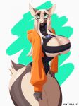 5_fingers anthro belly big_breasts big_butt braided_hair breasts brown_body brown_fur butt cleavage cleavage_cutout cleavage_overflow clothed clothing countershade_belly countershade_butt countershade_legs countershade_thighs countershading cutout deer digital_media_(artwork) ears_up eyewear female fingers fluffy fluffy_tail fur glasses green_eyes hair hand_on_hip hi_res high_collar hiverdose hoodie hooved_fingers hooves leotard long_hair long_sleeves looking_at_viewer mammal orange_clothing orange_hoodie orange_topwear pinup pointy_ears pose sahra_(hiverdose) scut_tail short_tail simple_background solo standing tail thick_thighs topwear under_boob wearing_glasses white_body white_fur