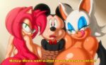  2023 amy_rose angelauxes anthro anthro_on_anthro areola bat blue_eyes bound breasts crossover dialogue disney english_text eulipotyphlan eyeshadow female fur green_eyes group half-closed_eyes hedgehog looking_at_viewer looking_back makeup male male/female mammal mickey_mouse mouse murid murine narrowed_eyes naughty_face open_mouth pink_body pink_skin rodent rope rouge_the_bat sega simple_background smile sonic_the_hedgehog_(series) tan_body tan_skin text tongue tongue_out trio white_body white_fur wings 