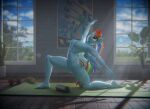 3d_(artwork) absurd_res anthro anthrofied blender_(artwork) blender_cycles_(artwork) breasts day digital_media_(artwork) equid equine female fis_3d friendship_is_magic hasbro hi_res horse inside mammal my_little_pony mythological_creature mythological_equine mythology nipples nude nude_anthro nude_female pegasus pony rainbow_dash_(mlp) solo wings yoga