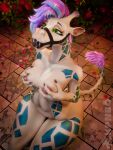 3:4 3d_(artwork) absurd_res anthro bodily_fluids breast_squish breasts cum cum_in_hair cum_in_mouth cum_inside cum_on_belly cum_on_body cum_on_breasts cum_on_face digital_media_(artwork) elara_(kpnbo) female flower fur gag genital_fluids giraffe giraffid green_eyes hair hi_res kpnbo mammal markings open_mouth plant rose_(flower) solo spots spotted_body spotted_fur squish tail wide_hips