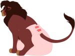  black_nose brown_body brown_fur diaper disney eyes_closed feces feral fur hi_res kovu male mane mathewmii messy_diaper scat soiling solo the_lion_king 