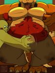 3:4 anthro armpit_hair armpit_tuft aroused aroused_by_another aroused_face aroused_male aroused_smile balls_outline barazoku barefoot beer_belly belly belly_hair belly_tuft biceps big_belly big_bulge big_muscles big_pecs black_collar bodily_fluids body_hair bottomwear bowser breath bulge bulge_focus bulge_fondling bulge_grab bulge_rubbing butt_in_face butt_sniffing chair chest_hair chest_tuft claws clothed clothing collar comic crotch_focus crotch_fondling crotch_grab danyredlion detailed_bulge dialogue dirty_pants dominant dominant_anthro dominant_male domination/submission dripping english_text erection erection_under_clothing erection_under_pants face_in_ass facesitting feet fondling_bulge furniture genital_fluids genital_outline genitals grey_bottomwear grey_clothing grey_pants grope group hair hand_on_bulge hand_on_crotch handjob handjob_through_clothing happy_trail hi_res holding_bulge holding_crotch human koopa larger larger_anthro larger_male leaking_precum looking_pleasured male male/male mammal manly mario_bros musclegut muscular muscular_anthro muscular_arms muscular_male muscular_thighs nintendo nipples on_chair orange_body orange_scales overweight overweight_anthro overweight_male panting pants pecs penile penis penis_outline precum precum_drip precum_from_penis precum_on_own_penis precum_on_penis precum_through_clothing precum_through_pants presenting presenting_belly presenting_body presenting_bulge presenting_pecs public public_sex red_armpit_hair red_chest_hair red_hair rubbing_bulge rubbing_crotch scales scalie sex showing_off_muscles sitting sitting_on_another sitting_on_chair sitting_on_partner size_difference smaller smaller_human smaller_male sniffing speech_bubble spread_legs spreading squeezing_bulge studded_collar studs submissive submissive_human submissive_male tenting text thick_arms thick_thighs tongue tongue_hanging_out tongue_out topless topless_anthro topless_male tough_guy trio tuft wet wet_clothing yellow_body yellow_scales