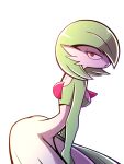  2022 absurd_res breasts crossxvii gardevoir generation_3_pokemon hi_res humanoid looking_at_viewer nintendo not_furry pokemon pokemon_(species) red_eyes simple_background solo spikes spikes_(anatomy) white_background white_body white_skin 