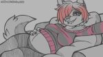 2026 anthro barbell_piercing belly big_breasts biped black_bottomwear black_clothing black_eyebrows black_shorts black_sweater black_topwear bluestripedrenulian bottomwear breasts canid canid_demon canine circular_barbell_piercing claws clothed clothed_anthro clothed_female clothing collarbone demon ear_piercing ear_ring eyebrow_through_hair eyebrows eyelashes facial_piercing fan_character female female_anthro finger_claws fingers fluffy fluffy_tail fur furniture glistening glistening_eyes grey_eyes hair hair_over_eye hand_on_belly hand_on_own_belly hecate_(aepyceria) hellaverse hellhound hi_res lip_piercing long_sleeves looking_at_viewer lying mammal midriff multicolored_clothing multicolored_hair multicolored_sweater multicolored_topwear multiple_piercings mythological_canine mythological_creature mythology navel nose_piercing on_side on_sofa open_mouth open_smile outie_navel pattern_clothing pattern_sweater pattern_topwear piercing pillow pregnant pregnant_anthro pregnant_female red_clothing red_hair red_sclera red_sweater red_topwear restricted_palette ring_piercing selfie septum_circular_barbell septum_piercing short_hair shorts signature smile snakebite_piercing snout sofa solo split_pupils striped_clothing striped_sweater striped_topwear stripes sweater tail tongue topwear translucent translucent_hair two_tone_clothing two_tone_hair two_tone_sweater two_tone_topwear