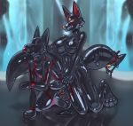 anthro ball_gag black_fox_(xiaofanaowu2333) canid canine clothing corruption drone dronification duo erection erection_under_clothing fox gag gagged goo_creature goo_transformation gynomorph gynomorph/male hi_res ike17536537 intersex intersex/male intersex_penetrating intersex_penetrating_male male male_penetrated mammal null_bulge penetration sex transformation