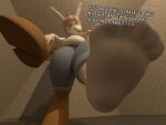 3d_(artwork) 4:3 absurd_res anthro blue_bottomwear blue_clothing blue_jeans blue_pants boots bottomwear breasts brown_boots brown_clothing brown_footwear clothing colonthreeguy denim denim_bottomwear denim_clothing dialogue digital_media_(artwork) english_text feet female foot_fetish foot_focus footwear gesture hair hand_gesture hi_res holding_clothing holding_footwear holding_object holding_shoes jeans lagomorph leporid lint louanne_(unsavory_stash) mammal orange_hair overweight overweight_female pants pointing pointing_at_viewer rabbit shoes socks solo text white_clothing white_footwear white_socks
