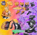 absurd_res anthro canid canine canis chastity_bulge chastity_device domestic_cat domestic_dog drawing_(action) drone dronification english_text felid feline felis fur good_boy greengod hi_res huge_filesize hypnosis ink_(disambiguation) latex male mammal mind_control null_bulge orange_body orange_fur purple_eyes solo text transformation