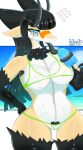 !dodn 4_ears antennae_(anatomy) anthro aquatic aquatic_gastropod areola areola_slip armpit_hair bangs beach big_breasts bikini black_antennae black_body black_ears black_fur black_hair black_tongue blue_eyes blue_nails blunt_bangs blush bodily_fluids body_hair breasts clothing colored_nails eye_markings eyebrows eyelashes eyeshadow facial_markings female food fur fur_tuft gastropod grey_markings hair head_markings hi_res isabel_(!dodn) licking long_hair long_tongue makeup markings mollusk multi_ear multicolored_body multicolored_ears nails narrowed_eyes navel nipple_outline orange_markings popsicle pubes pubes_exposed sea_snail snail solo sweat swimwear tan_body tan_ears thick_thighs tongue tongue_out tuft two-piece_swimsuit white_bikini white_body white_clothing white_swimwear