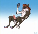 2021 anthro balls black_body black_fur blue_eyes blush bodily_fluids brown_hair butt canid canine canis chonky_(foxdraft) countershade_arms countershade_balls countershade_butt countershade_crotch countershade_face countershade_feet countershade_genitalia countershade_hands countershade_tail countershade_torso countershading cum domestic_dog electronics erection ershd feet fur genital_fluids genitals gradient_background hair holding_object holding_phone humanoid_genitalia humanoid_penis male male_anthro mammal masturbation nipples nude nude_anthro nude_male pawpads penis phone pink_penis simple_background solo tail tongue vein veiny_penis whisker_spots white_body white_fur