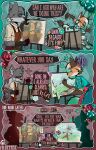 2026 3_panel_comic 5_fingers absurd_res accessory antennae_(anatomy) anthro apron artist_name asian_clothing azazel_(fruittea) blush bodily_fluids bottomwear brown_body brown_fur brush canid canine canis cheek_markings clothed clothing collared_shirt colored comic crossdressing dialogue digital_drawing_(artwork) digital_media_(artwork) dipstick_ears duo ear_markings easel east_asian_clothing embarrassed english_text eye_patch eyebrows eyewear facial_markings femboy fingers fist flower fox fruittea fur gloves gloves_(marking) grabbing green_hair grey_body grey_eyebrows grey_fur grey_inner_ear_fluff hair handwear head_markings head_tuft heart_symbol hi_res inner_ear_fluff japanese_clothing kimono leg_markings legwear male mammal markings mona_lisa_(painting) mortician multicolored_body multicolored_ears multicolored_fur necktie orange_body orange_fur paint paintbrush painting_(action) painting_(object) palette pants pin_accessory pin_button plant pupils rose_(flower) seraph_(fruittea) shaking shirt signature smile standing star symbol tail tail_motion tailwag tears text topwear tremble_lines trembling tuft waist_bow wet_paint white_clothing white_sclera white_shirt white_topwear wolf