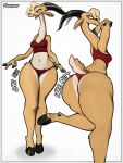 3:4 absurd_res antelope anthro big_butt bottomwear bovid bra breasts butt clothed clothing curvy_figure disney female front_view gazelle gazelle_(zootopia) hi_res mammal medium_breasts pants plecopsar rear_view shaded solo standing thick_thighs underwear wide_hips zootopia