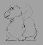 anthro anus balls big_butt blush blush_lines butt butt_focus dinosaur genitals gon_(character) gon_(series) grey_body happy hi_res huge_butt hyper hyper_butt jiggling laughing_at_viewer male monochrome nude nude_anthro prehistoric_species presenting presenting_hindquarters puffy_anus reptile scalie solo spread_anus spreading tail teasing_with_butt zevix_(artist)