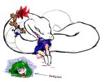 2020 blood blue_clothing blue_dress bodily_fluids clothed clothed_female clothed_human clothing collar dress duo female female_feral feral feral_pred footwear human human_prey imminent_death kanako_yasaka mammal paralysis red_eyes reptile rope rope_collar sanae_kochiya scales scalie serpentine serpentine_vore simple_background snake socks swallowing touhou vore white_background white_body white_clothing white_footwear white_scales white_socks worm_(artist)