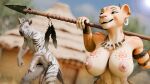 16:9 3d_(artwork) 5_fingers anthro big_breasts big_penis black_stripes breasts brown_body brown_fur digital_media_(artwork) disney ear_piercing equid equine feathers felid feline female fingers freakybubbaa fur genitals green_eyes hi_res huge_breasts male male/female mammal melee_weapon nala_(the_lion_king) nipples nude outside penis piercing polearm predator/prey spear stripes the_lion_king tooth_necklace tribal weapon white_body white_fur widescreen zahr_(sladdoska) zebra