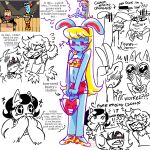 1:1 2026 alligator alligatorid anthro bikini biped blonde_hair blue_body blue_fur blush blush_lines blushing_profusely bodily_fluids bratty_(undertale) burgerpants catty_cattenheimer clothed clothing confusion crocodilian crossdressing crossdressing_male deltarune dialogue digital_drawing_(artwork) digital_media_(artwork) domestic_cat duo embarrassed english_description english_text felid feline felis female female_anthro flying_sweatdrops fur group hair hi_res human inner_monologue kris_dreemurr lagomorph leporid lightner long_hair male male/male male_anthro mammal multiple_images nicecream_man rabbit reference_image reptile sally_connor scalie shocked short_hair simple_background solo sparkles sparkling_eyes speech_bubble surprised sweat sweatdrop swimwear talking_to_another text thinking thought_bubble trio two-piece_swimsuit undertale undertale_(series) white_background