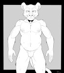  2021 anthro belly chubby_anthro chubby_male featureless_crotch felid front_view fur half-closed_eyes hi_res inner_ear_fluff jimfoxx looking_at_viewer male mammal narrowed_eyes navel nipple_piercing nipples nude pantherine piercing signature slightly_chubby smile smiling_at_viewer smirk solo standing tuft whiskers 