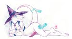 anthro ass_up blue_eyes claws clothing colored_pencil_(artwork) disembodied_hand draw_me_like_one_of_your_french_girls dungeons_and_dragons ebrius_draco erection femboy floating_hands genitals ghost_hand hand_on_butt hasbro hat headgear headwear jewelry lizard looking_at_viewer lying mage_hand mage_hands magic magic_user male meme monitor_lizard necklace nude on_front pendant penis pentagram_necklace presenting raised_leg raised_tail reptile scalie solo suggestive suspenders tail tail_grab tapering_penis toe_claws touching_butt touching_tail traditional_media_(artwork) wizard_hat wizards_of_the_coast wristband