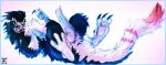 3_toes absurd_res animal_genitalia anthro anus arms_bent beckoning bedroom_eyes belly bent_legs black_body black_feathers blue_body blue_cloaca blue_feathers blue_markings blue_penis bolt_(varietyofgrubs) bone_frill bright_colors claws cloaca cloacal_penis dinosaur erection feathers feet feet_up fluffy fluffy_body fluffy_chest fluffy_tail frill_(anatomy) genitals gesture gradient_penis head_down hi_res knot knotted_penis legs_up long_claws long_penis long_tail lying male markings narrowed_eyes on_back penile_spines penis prehistoric_species red_body red_crest red_feathers red_markings reptile saurischian scaled_penis scalie seductive simple_background solo spiny_penis spread_legs spreading tail theropod toes trans_(lore) tyrannosauroid varietyofgrubs white_belly white_body white_feathers white_markings yellow_eyes yutyrannus