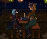  alcohol anthro beverage duo female freakster hand_holding hi_res larger_female male male/female pirate pirate_hat pirate_outfit romantic romantic_ambiance romantic_couple romantic_dinner romantic_night sea_of_thieves size_difference small_dom_big_sub smaller_male xiro_decobray 