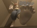 3d_(artwork) 4:3 absurd_res anthro blue_bottomwear blue_clothing blue_jeans blue_pants bodily_fluids bottomwear breasts clothing colonthreeguy denim denim_bottomwear denim_clothing dialogue digital_media_(artwork) dirty dirty_clothing dirty_feet dirty_socks feet female foot_fetish foot_focus footwear gesture hair hand_gesture hi_res holding_clothing holding_footwear holding_object holding_socks jeans lagomorph leporid louanne_(unsavory_stash) mammal orange_hair overweight overweight_female pants pointing pointing_at_viewer rabbit smelly smelly_feet smelly_socks socks solo sweat sweaty_clothing sweaty_feet sweaty_footwear sweaty_socks white_clothing white_footwear white_socks