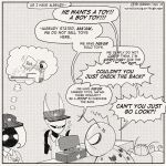 1:1 2026 2_horns ambiguous_gender angry antennae_(anatomy) anthro arthropod biped black_eyes black_text bodily_fluids clothing comic cross-popping_vein day dialogue ellipsis empty_eyes english_text exclamation_point female group hat headgear headwear hi_res hollow_knight:_silksong hollow_knight_(franchise) horn hornet_(hollow_knight) ice inside lace_(hollow_knight:_silksong) looking_at_another male monochrome motion_lines question_mark quetzalagosto restaurant signature speech_bubble standing sweat sweatdrop talking_to_another team_cherry text wings worker