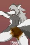 2:3 anthro areola breasts butt canid canid_demon canine clothed clothing demon feces feces_blowout feces_on_body feces_on_butt feces_on_leg feces_on_thigh female hellaverse hellhound helluva_boss hi_res loona_(helluva_boss) mammal mythological_canine mythological_creature mythology nipples occult_symbol pentagram pooped red_sclera scatplay scaty soiled soiled_panties soiling soiling_underwear solo symbol tail underwear underwear_only white_eyes