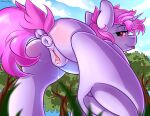 alternate_version_at_source anus blush bodily_fluids butt clitoral_winking clitoris dock_(anatomy) dripping equid equine equine_anus fan_character female feral genital_fluids genitals hasbro hi_res hooves horn looking_at_viewer looking_back looking_back_at_viewer mammal my_little_pony mythological_creature mythological_equine mythology plant puffy_anus raised_tail samantha_mosely shy solo tail tongue tongue_out tree underhoof unicorn vaginal_fluid_string vaginal_fluids vulva walking yuris_(artist)