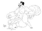 animal_genitalia anthro balls belly big_balls big_forearms big_hands big_palms big_penis bodily_fluids boo3 breasts canid canine cum fangs fangs_bared fluffy fluffy_tail forearms genital_fluids genitals gynomorph huge_balls huge_penis hyper hyper_balls hyper_genitalia hyper_penis intersex inverted_nipples juniper_(boo3) mammal monochrome monster musclegut muscular nipples penis raccoon_dog sheath solo tail tanuki teeth top_heavy wide_hips
